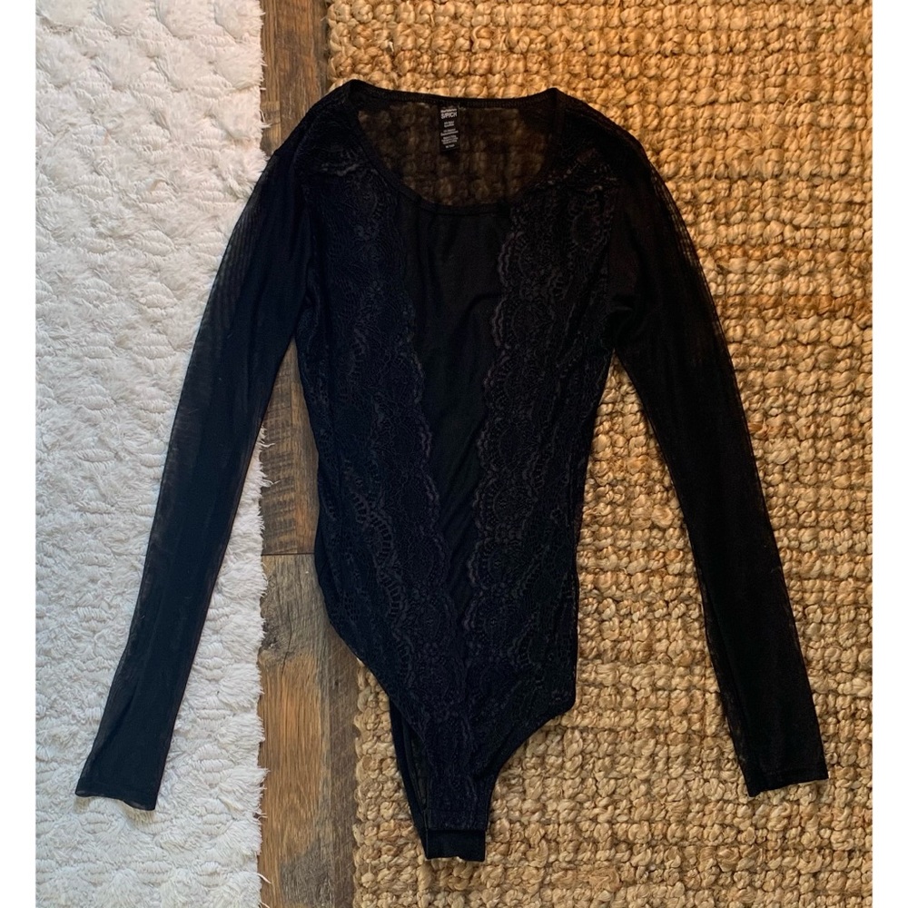 Black Scallop Laced Bodysuit